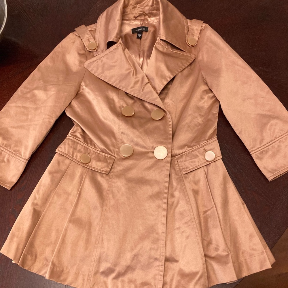 bebe short trench coat in copper